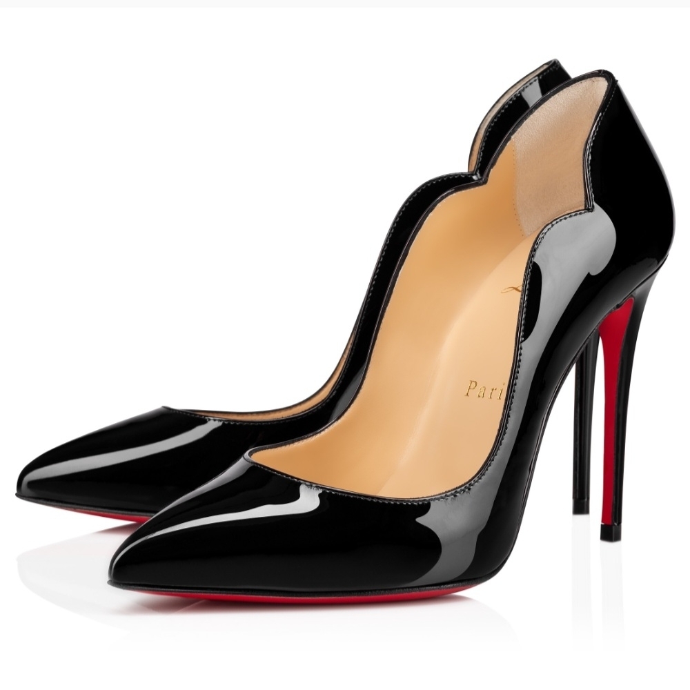 Elegant Christian Louboutin Black Patent Leather Stilettos